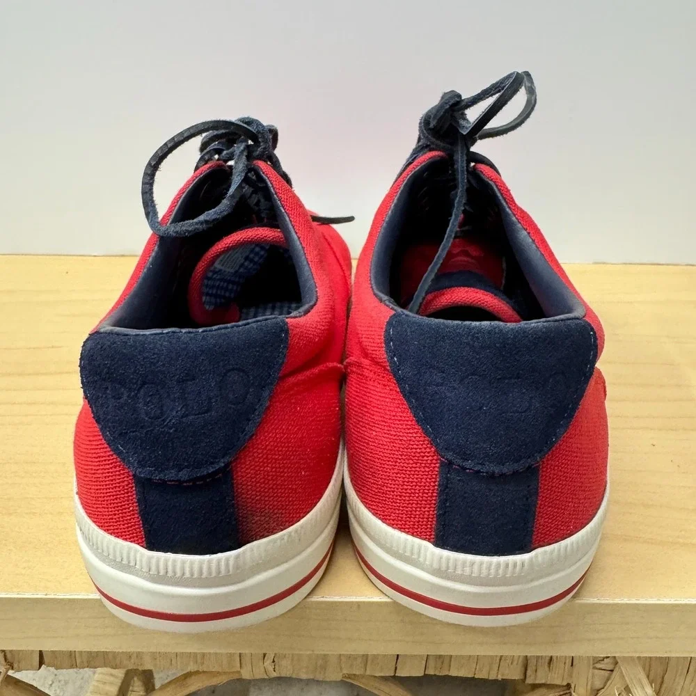 Polo Ralph Lauren Vaughn Men's 8D Red Canvas Leather Low Top Boat Shoes Sneakers